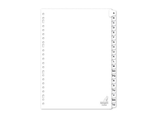 Kangaro tabblad a4 letters 190 grams wit 23-gaats 20-delig a-z karton
