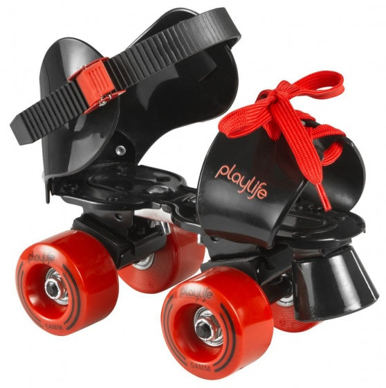 Load image into Gallery viewer, Playlife Sugar rolschaatsen junior zwart rood maat 28 37
