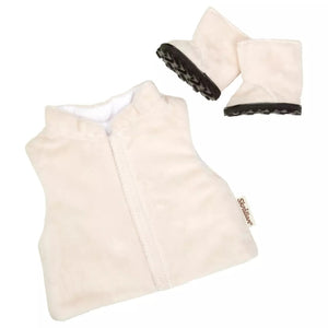 Skrallan poppenkleding vest en laarzen (36-40cm)