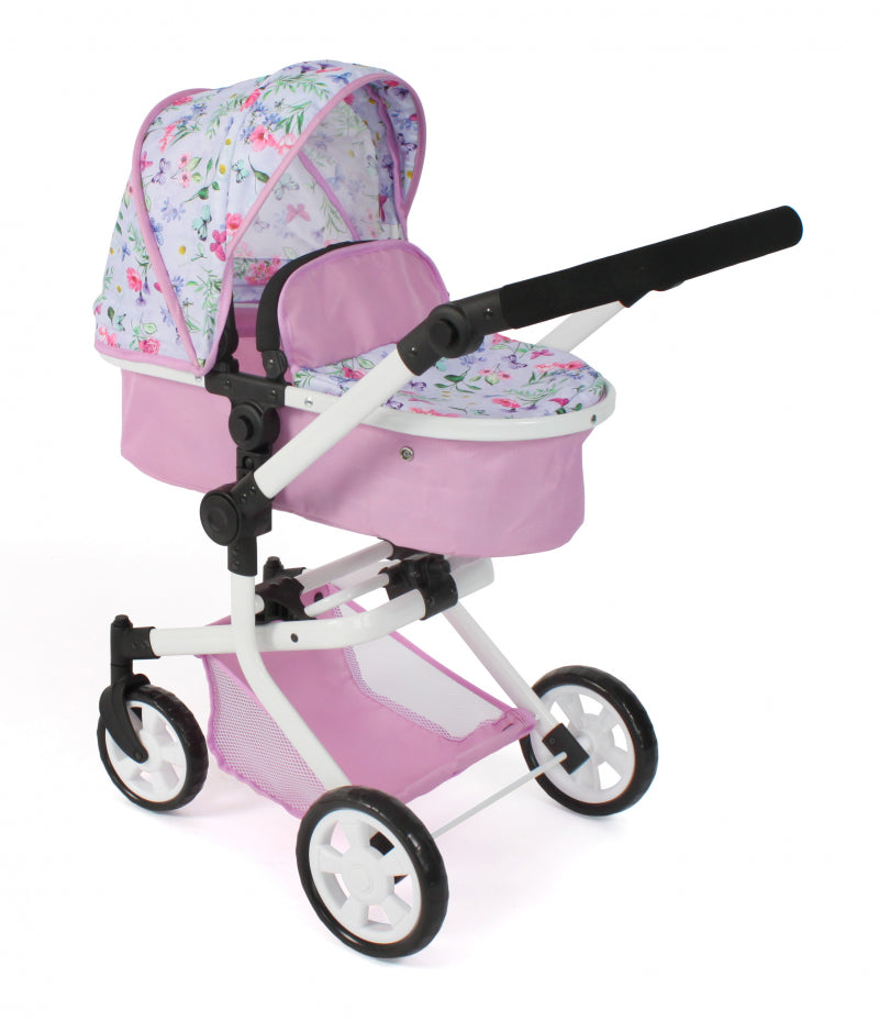 Load image into Gallery viewer, Bayer chic poppenwagen mika combi (bloemen wit roze)
