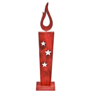 Beeld kaars led op batterij hout rood 36 cm | 12 stuks