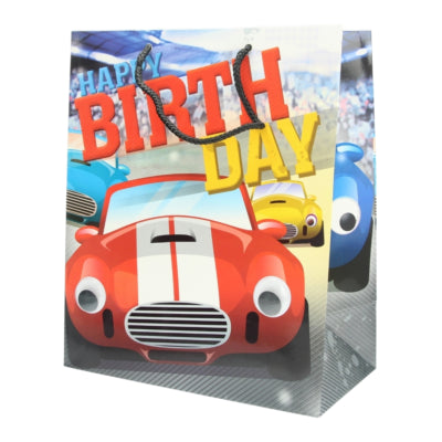 Geschenktas happy birthday auto 27 x 15 x 32,5 cm ve100 | 30 stuks
