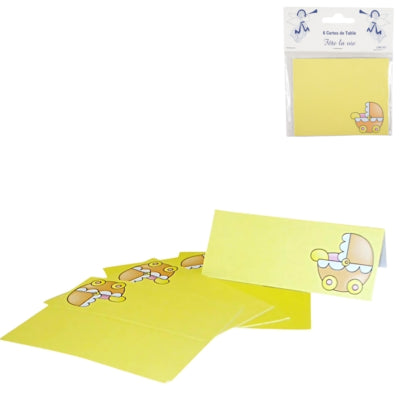 Load image into Gallery viewer, Tafelkaartjes kinderwagen geel 10 cm 6 stuks | 24 stuks
