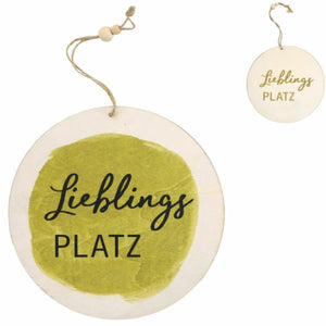 Hangdecoratie lieblings platz hout 20 cm 2 assorti | 48 stuks