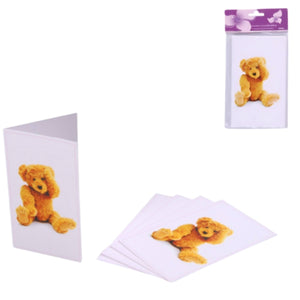 Kaarten babyshower teddybeer roze set van 5 | 24 stuks