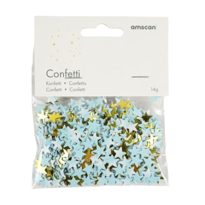 Afbeelding laden in galerijviewer, Amscan confetti ster folie blauw goudkleurig 14 g | 48 stuks
