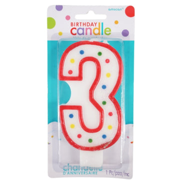 Amscan taartkaars cijfer 3 wit 13 cm | 24 stuks
