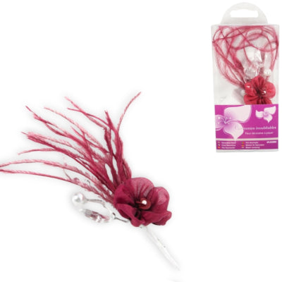 Corsage kunstbloem bordeaux 14 cm | 24 stuks