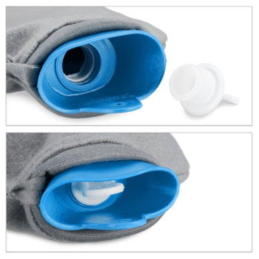 Relaxdays warmwater kruik met hoes blauw grijs 1,5 l | 12 stuks