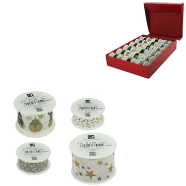 Horn cadeaulint zwart wit goudkleurig display 48 stuks | 2 stuks