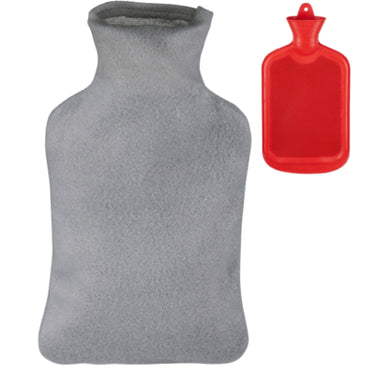 Relaxdays warmwater kruik met hoes rood grijs 2 l | 6 stuks