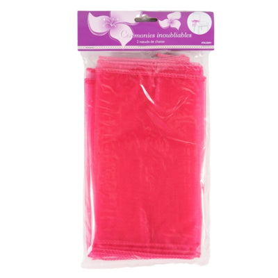 Load image into Gallery viewer, Feestdecoratie stoel strik organza fuchsia set van 2 | 24 stuks
