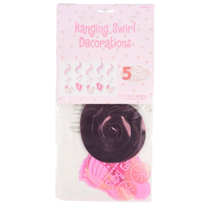Afbeelding laden in galerijviewer, Amscan spiraal hanger baby girl folie 61 cm set van 5 | 24 stuks
