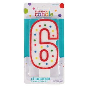 Amscan taartkaars cijfer 6 wit 13 cm | 24 stuks