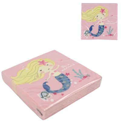 Load image into Gallery viewer, Amscan servetten be a mermaid 25 x 25 cm 3-laags roze 20 stuks | 24 stuks
