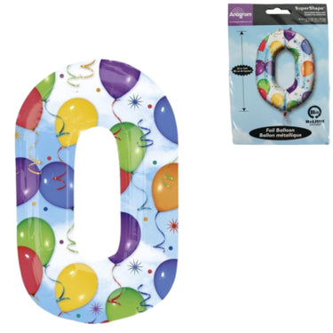 Amscan folie ballon cijfer 0 geschikt voor helium 88 cm | 40 stuks
