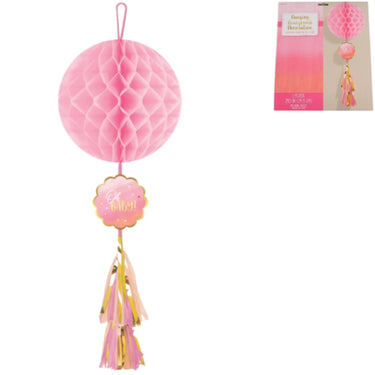 Amscan honeycomb oh baby! roze 75 cm | 12 stuks