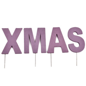 Abi decoratie kerst letterstekers xmas paars 8 cm | 24 stuks
