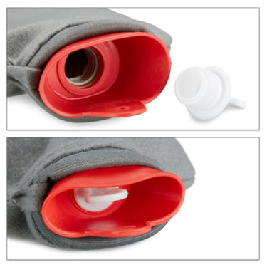 Relaxdays warmwater kruik met hoes rood grijs 1,5 l | 12 stuks