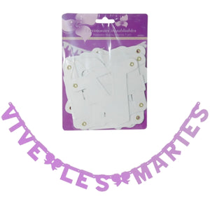 Letterslinger vive les mariès paars 160 cm | 24 stuks