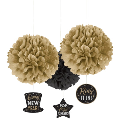 Afbeelding laden in galerijviewer, Amscan decoratie hanger happy new year pompom 40,6 cm set van 3 | 24 stuks
