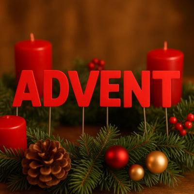 Abi decoratie kerst letterstekers advent zilverkleurig 5 cm | 24 stuks
