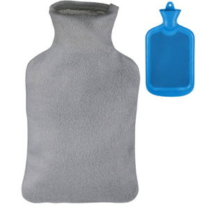 Relaxdays warmwater kruik met hoes blauw grijs 2 l | 6 stuks