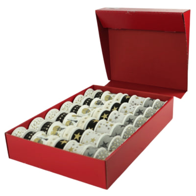 Load image into Gallery viewer, Horn cadeaulint zwart wit goudkleurig display 48 stuks | 2 stuks
