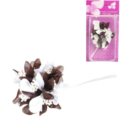 Chargez l'image dans la visionneuse de la galerie, Decoratiebloem met parels bruin 13 cm set van 6 | 24 stuks

