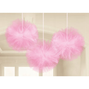 Amscan decoratie tule pompom roze 30 cm set van 3 | 27 stuks