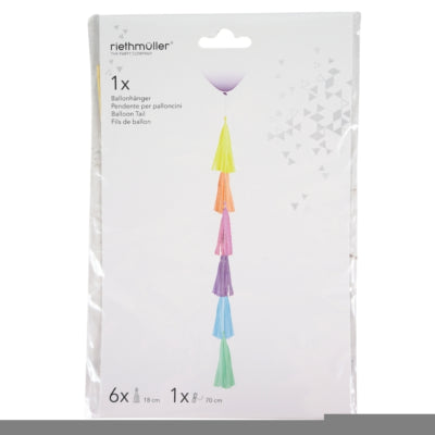 Load image into Gallery viewer, Amscan ballonslinger franje regenboogkleuren 70 cm | 10 stuks
