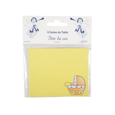 Load image into Gallery viewer, Tafelkaartjes kinderwagen geel 10 cm 6 stuks | 24 stuks
