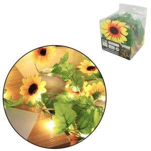 Lichtketting zonnebloem 10 led op batterij 1 m | 12 stuks