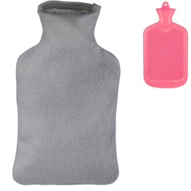 Relaxdays warmwater kruik met hoes roze grijs 1,5 l | 12 stuks