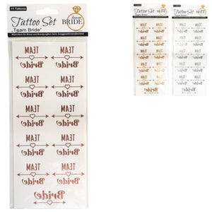 Tattoo set team bride 18 cm 3 assorti set van 11 | 24 stuks