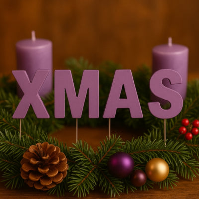 Abi decoratie kerst letterstekers xmas creme 5 cm | 24 stuks