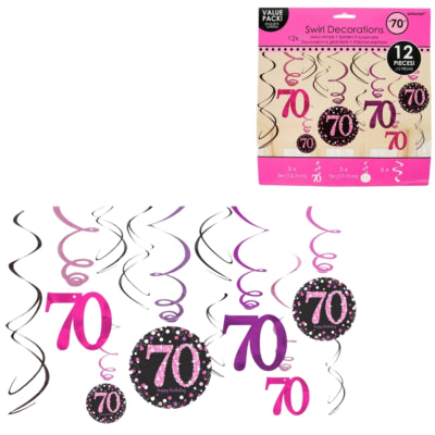 Load image into Gallery viewer, Amscan spiraal hanger happy birthday 70 jaar 61 cm set van 12 | 48 stuks

