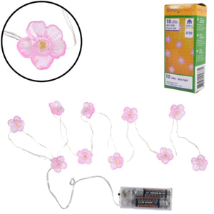 Lichtketting bloemen roze led op batterij 120 cm | 25 stuks
