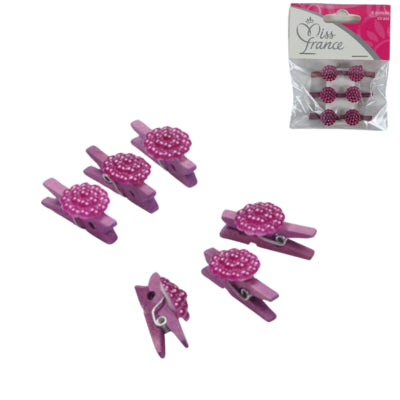 Chargez l'image dans la visionneuse de la galerie, Miss france decoratie bloem op clip paars 2,5 cm set van 6 | 24 stuks
