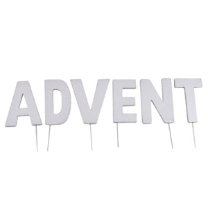 Abi decoratie kerst letterstekers advent zilverkleurig 8 cm | 24 stuks