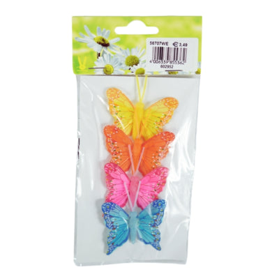 Decoratie vlinder op draad 6 cm set van 4 | 50 stuks