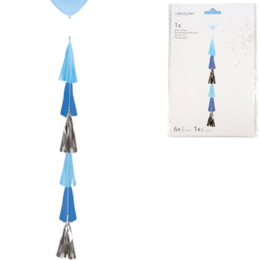 Amscan ballonslinger franje blauw 70 cm | 10 stuks