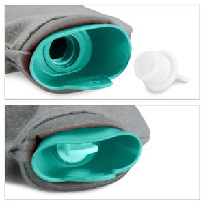 Relaxdays warmwater kruik met hoes turquoise grijs 1,5 l | 12 stuks