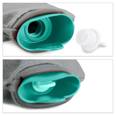 Relaxdays warmwater kruik met hoes turquoise grijs 1,5 l | 12 stuks