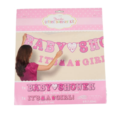 Load image into Gallery viewer, Letterslinger baby shower its a girl roze set van 2 | 24 stuks
