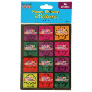 Stickers happy birthday 36 stuks | 48 stuks