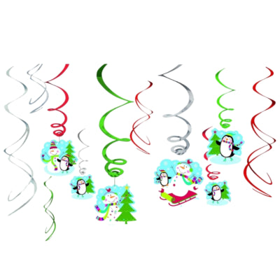 Afbeelding laden in galerijviewer, Amscan spiraal hanger winter sneeuwpop 61 cm set van 12 | 24 stuks

