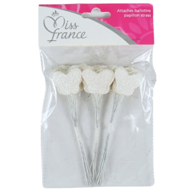 Load image into Gallery viewer, Miss france ballonbinders vlinder met glitter crème 13 cm 36 stuks | 24 stuks
