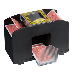 Relaxdays kaartenschudmachine op batterij zwart 4 decks | 6 stuks
