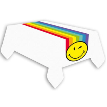 Amscan tafelloper regenboog smiley 180 cm | 24 stuks